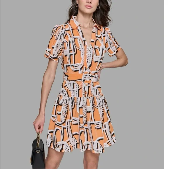 karl lagerfeld orange dress Karl Lagerfeld Knitted dress in Lobster